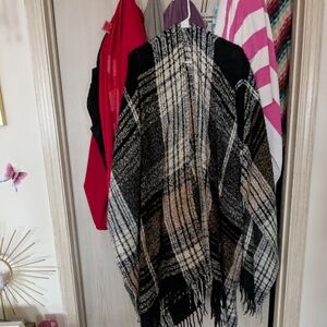 Plaid Fringe Shawl